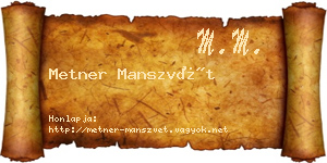 Metner Manszvét névjegykártya